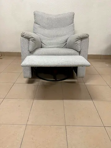Gray fabric recliner rocking chair