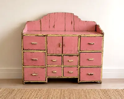 Vintage painted wooden apothecary cabinet / miniature chest of drawers