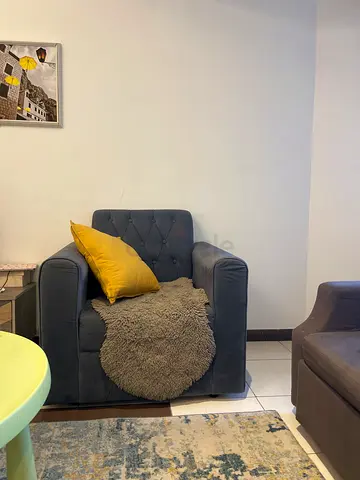 Single-seater Grey Upholstered Armchair in Good Condition
