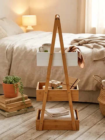 Wooden Bamboo Storage Stand — Ideal for Bathroom or Home Organizing