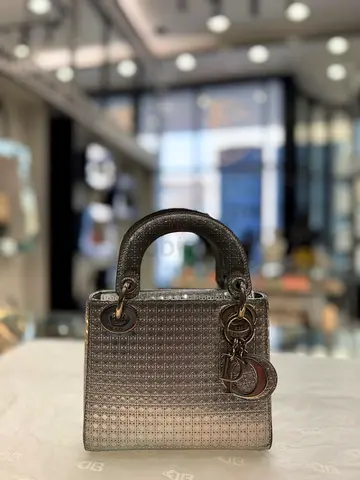 Christian Dior Silver Cannage Mini Lady Dior Tote Bag (Authentic/PreOwned)