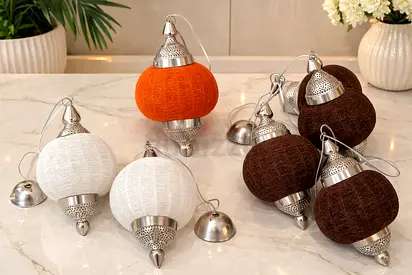 Decorative Hanging Lanterns - Orange, White  Brown TheOne