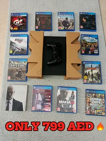 playstation 4 with one original controller and 12 cd gaming.