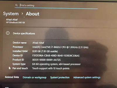 HP EliteBook 840 G6 - Intel i7-8665U, 8GB RAM, 14 (Used)