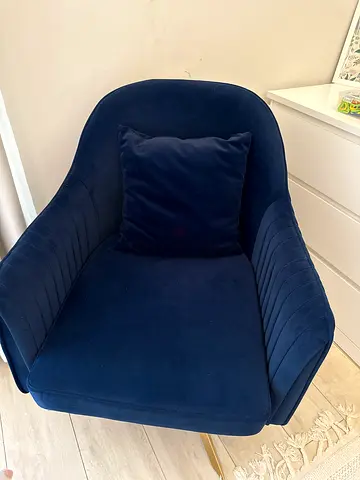 Blue Velvet Accent swivel Lounge Chair with Cushion - Excellent Condition
