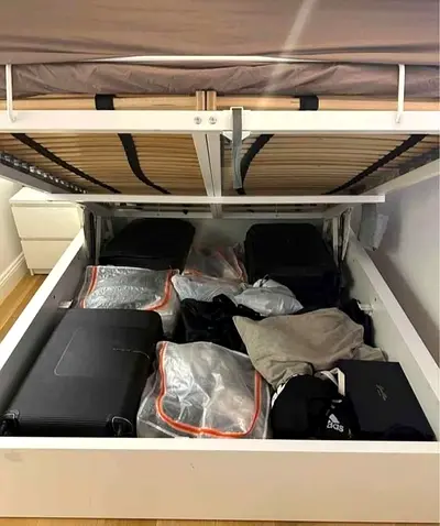Ikea hydraulic king size bed frame with storage inside full bed and with Ikea mattress