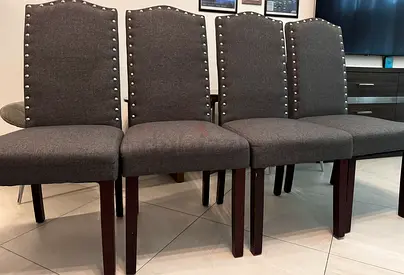 Set of 4 Grey Ohana Dining Chairs with Nailhead Trim from PAN EMIRATES
