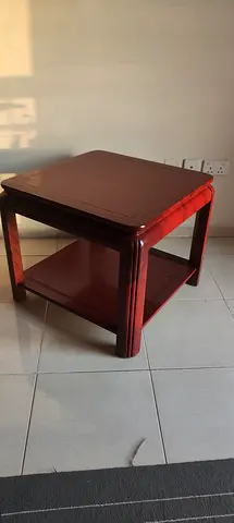 Solid Wood Square Side Table with Lower Shelf