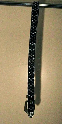 B.B Simon Black Jeweled Belt SIZE:L