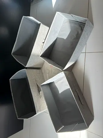 Set of 4 Foldable Fabric Storage Boxes - Light Grey