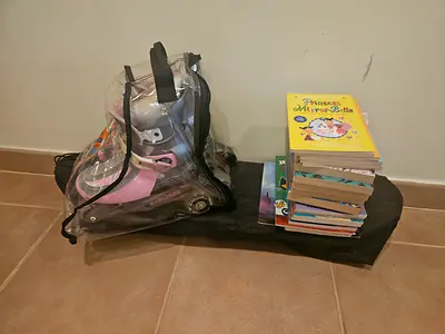 Skate,Skate board and books