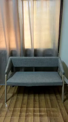 Compact Two-Seater Upholstered Bench with Armrests - Grey