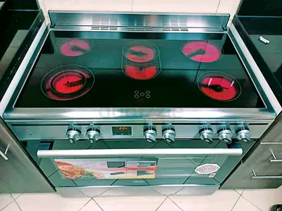 Free Delivery- Terim Latest Model 5-Burner Electric Ceramic Cooking Range 90x60 CM