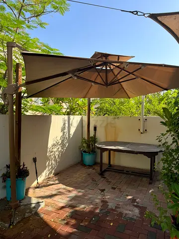 Large Cantilever Patio Umbrella - Brown, Good Condition
