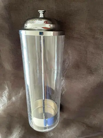 Tall Clear Canister for straws / Cereal Dispenser with Metal Lid