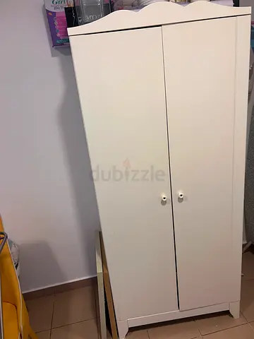 White Two-Door Wardrobe / Armoire - Good Condition like brand new - original price AED 595