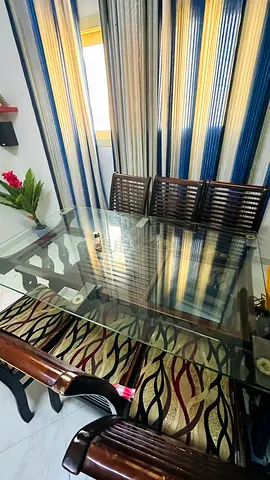Glass Top Dining Table with Wooden Frame (Seats 4-6)