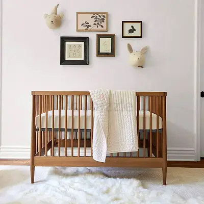 Solid Wood Baby Crib - Mid-century Style, Good Condition