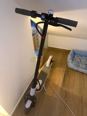 White electric kick scooter - lightweight foldable with charger