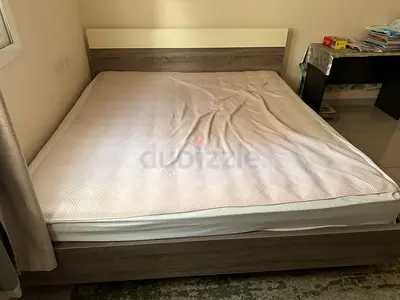 Double Bed Frame with Headboard and Mattress - Good Condition