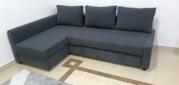 IKEA FRIHETHEN L shape sofa cum bed storage for selling same new condition hylle dark gray