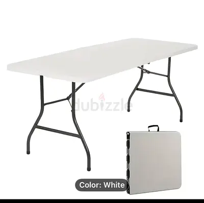 White Folding Portable Picnic / Utility Table - 6ft Easy Setup