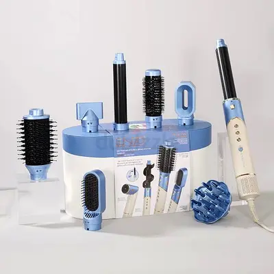 ENZO Professional 6-in-1 Air StyMultifunction Hair Styler Set with Multiple Brush Attachments