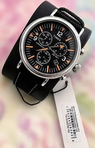 Timex Mens Chronograph Watch - Black Dial, New with Tag
