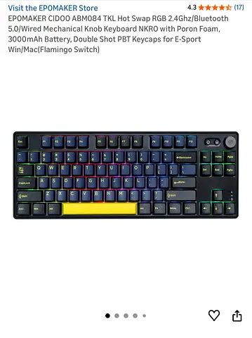 EPOMAKER ABM084 TKL Hot-Swap Mechanical Keyboard with RGB (Bluetooth/Wired)