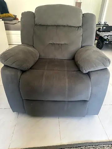 Gray Fabric Recliner Armchair - Comfortable Single Seater