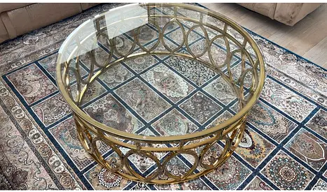 Home Center Brass Glass round teapoy