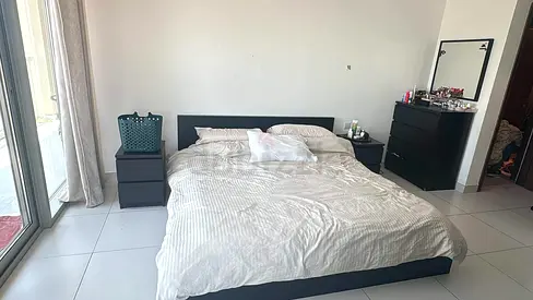 Used king Bed Frame with Two Nightstands and Dresser - Dark Wood and mirror