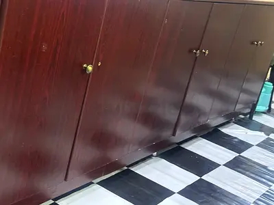 Large Dark Wood Storage Cabinet / Sideboard - Solid Finish