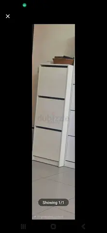 Slim 3-Drawer White Shoe Cabinet / Storage Unit — Good Condition