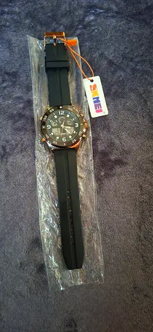 SKMEI 1538 Black/Rose gold Mens Sport Watch with Black Silicone Strap