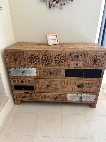 Solid Wood Vintage Set - Cabinet 115Lx80H with 2 Bedside Tables45Lx50H