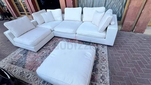 Marina home Sofa Good condition Light Beige L-Shaped Modular Sofa with Ottoman - Good Condition