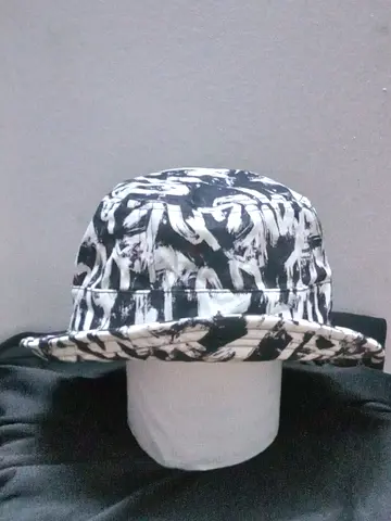 Black  White Patterned Bucket Hat - Good Condition