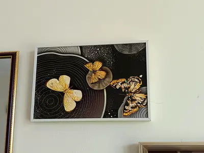 Framed 3D Gold Butterfly Wall Art - Modern Decorative Piece