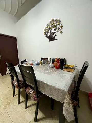6-Seater Dining Table with Chairs - Dark Wood, Good Condition