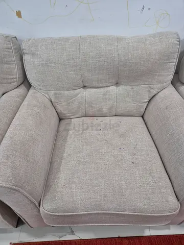 Beige Fabric Sofa Set - Comfortable 2x Single Seat and 1x 2Seater