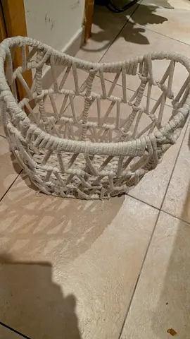 Handwoven White Decorative Storage Basket — Medium Size