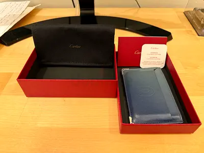 Cartier leather card holder with original box and papers