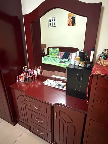 Wooden Dresser with Large Mirror and Drawers - Good Condition