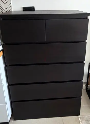 IKEA Hemnes-style 6-drawer tall chest in dark brown/black - Good condition