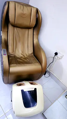 Used Full-Body Massage Chair with Foot Massager - Gold