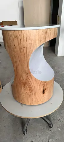 Modern Curved Wooden Reception/Bar Counter - Compact