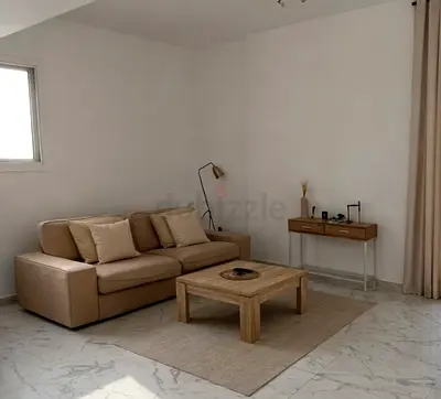 Beige 3-Seater Sofa with Coffee Table and Side Console - Minimal Living Room Set