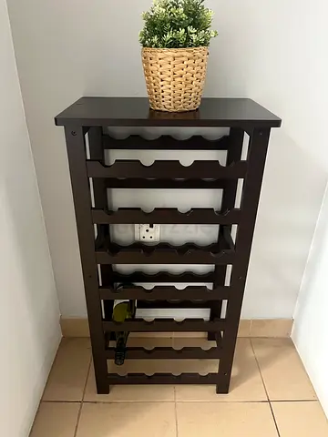 Dark Wood Free-Standing Wine Rack - Holds Multiple Bottles
