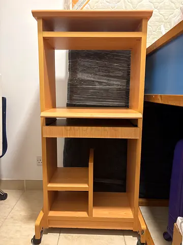 Compact Light Wood Mobile Computer Desk with Storage  Keyboard Tray